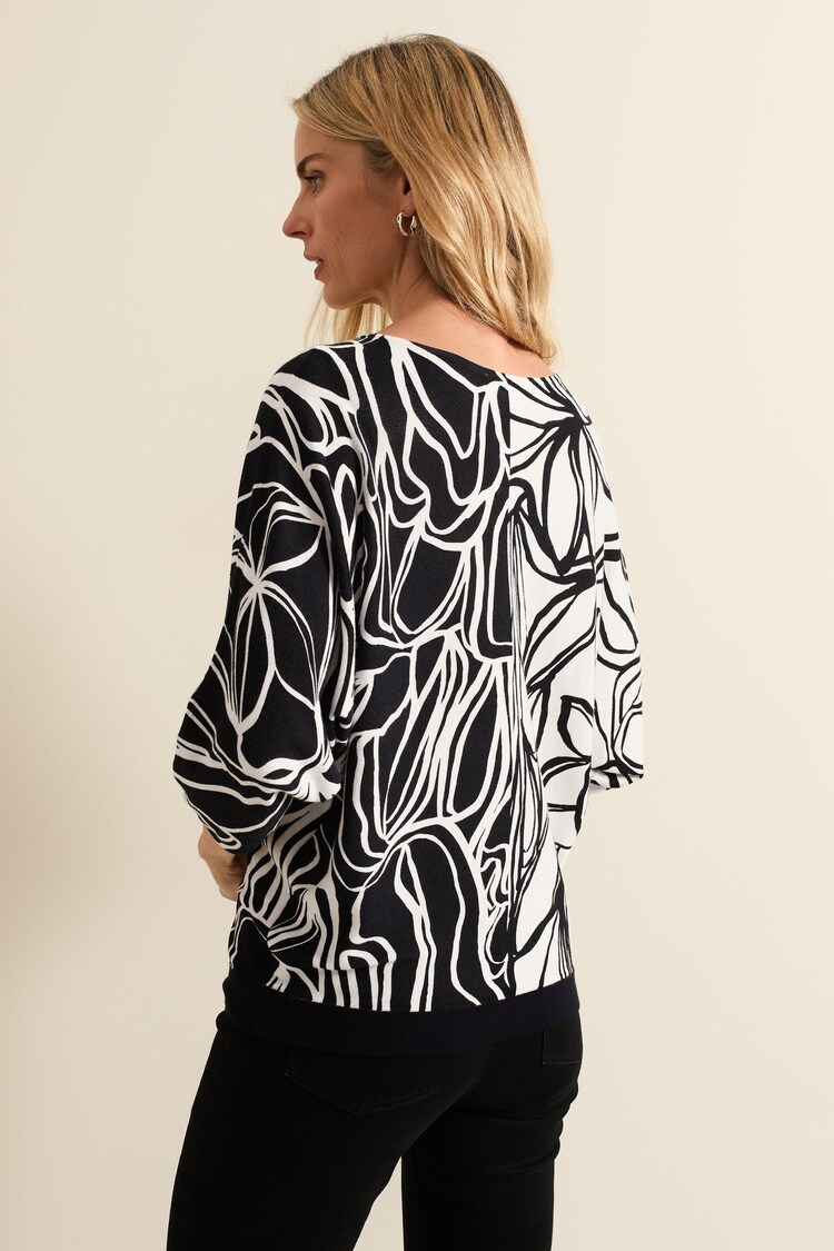 Phase Eight Black Ava Floral Print Colourblock Jumper - Image 2 of 6