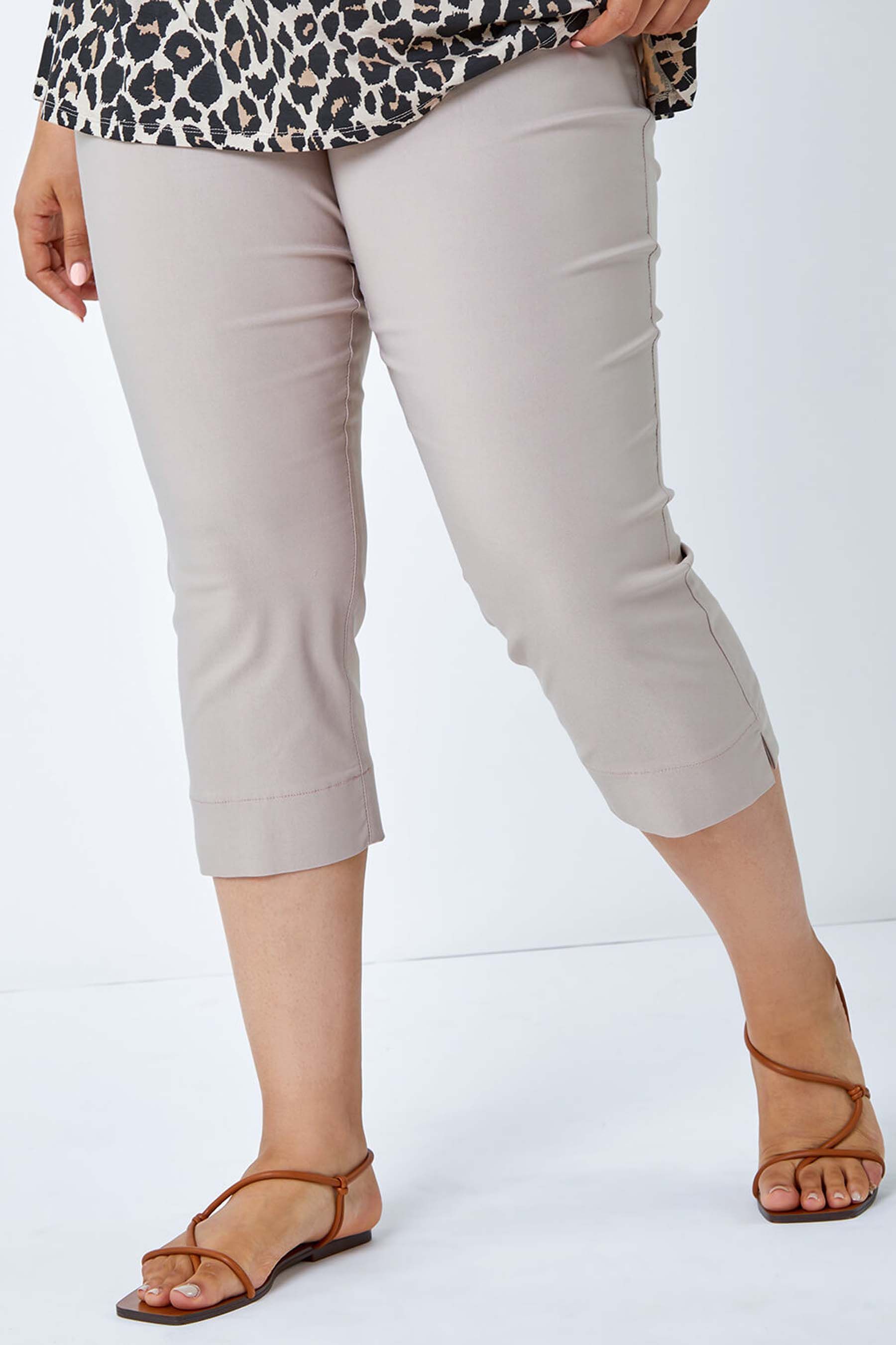Buy Roman Natural Petite Cropped Stretch Capri Trousers from the Next UK online shop