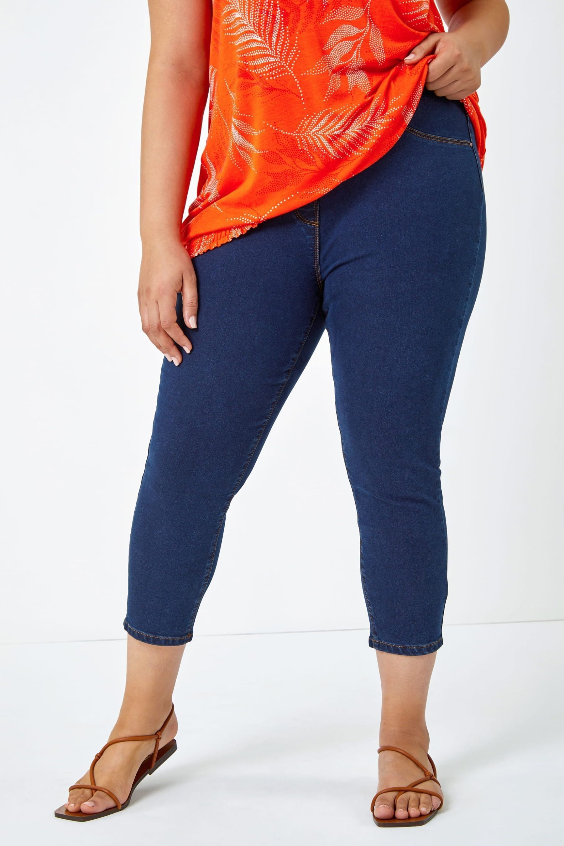 Roman Blue Cropped Stretch Denim Jeggings