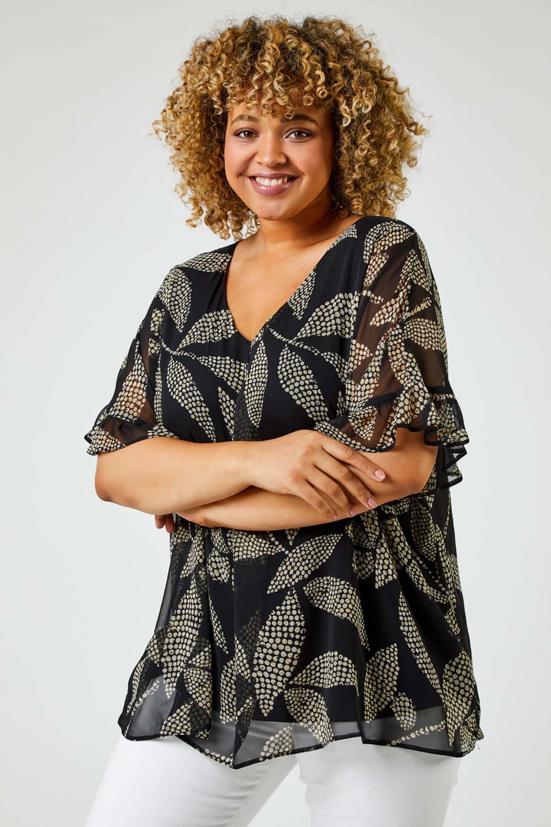 Black chiffon overlay top shop