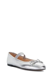 Dune London Silver Helenas Flexible Sole Elastic Ballerina Flats - Image 2 of 5