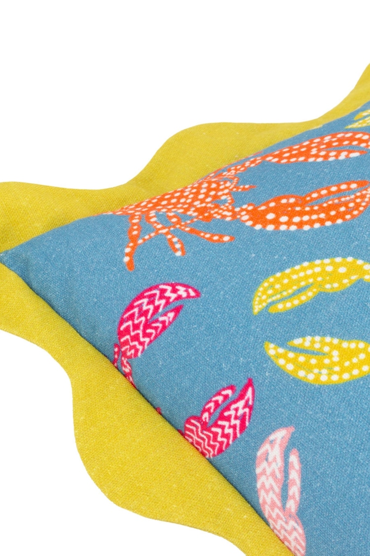 Furn Aqua 100% Cotton Crustaceans Scalloped Cushion - Image 4 of 4