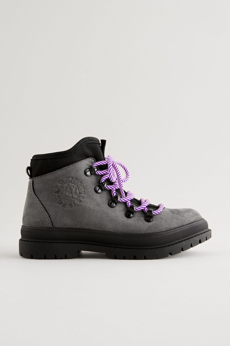 Grey Lace-Up Hiker Boots - Image 2 of 7