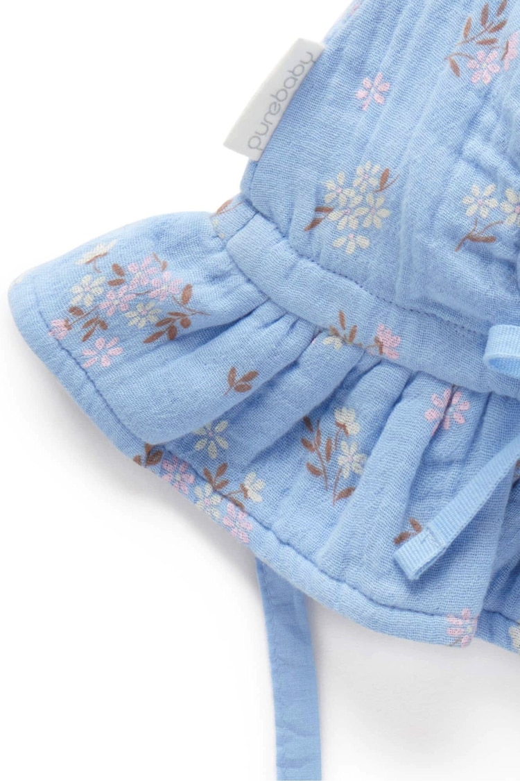 Purebaby Blue Daisy Sunhat - Image 5 of 5