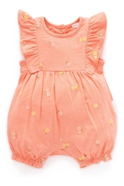 Purebaby Orange Floral Embroidered Romper - Image 1 of 4