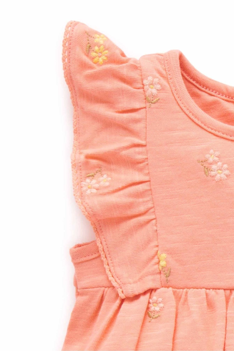 Purebaby Orange Floral Embroidered Romper - Image 2 of 4