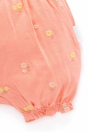 Purebaby Orange Floral Embroidered Romper - Image 3 of 4