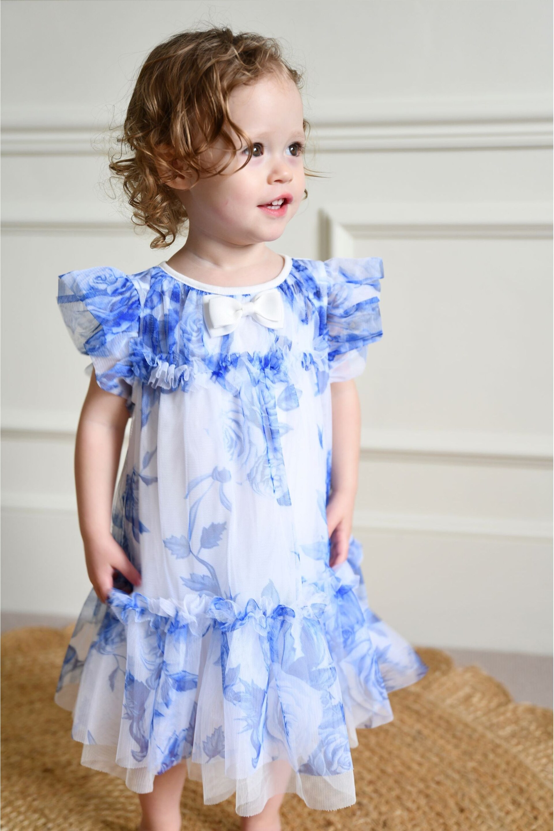 Angels Face Rosebud Flower Baby Snowdrop White Dress - Image 1 of 4