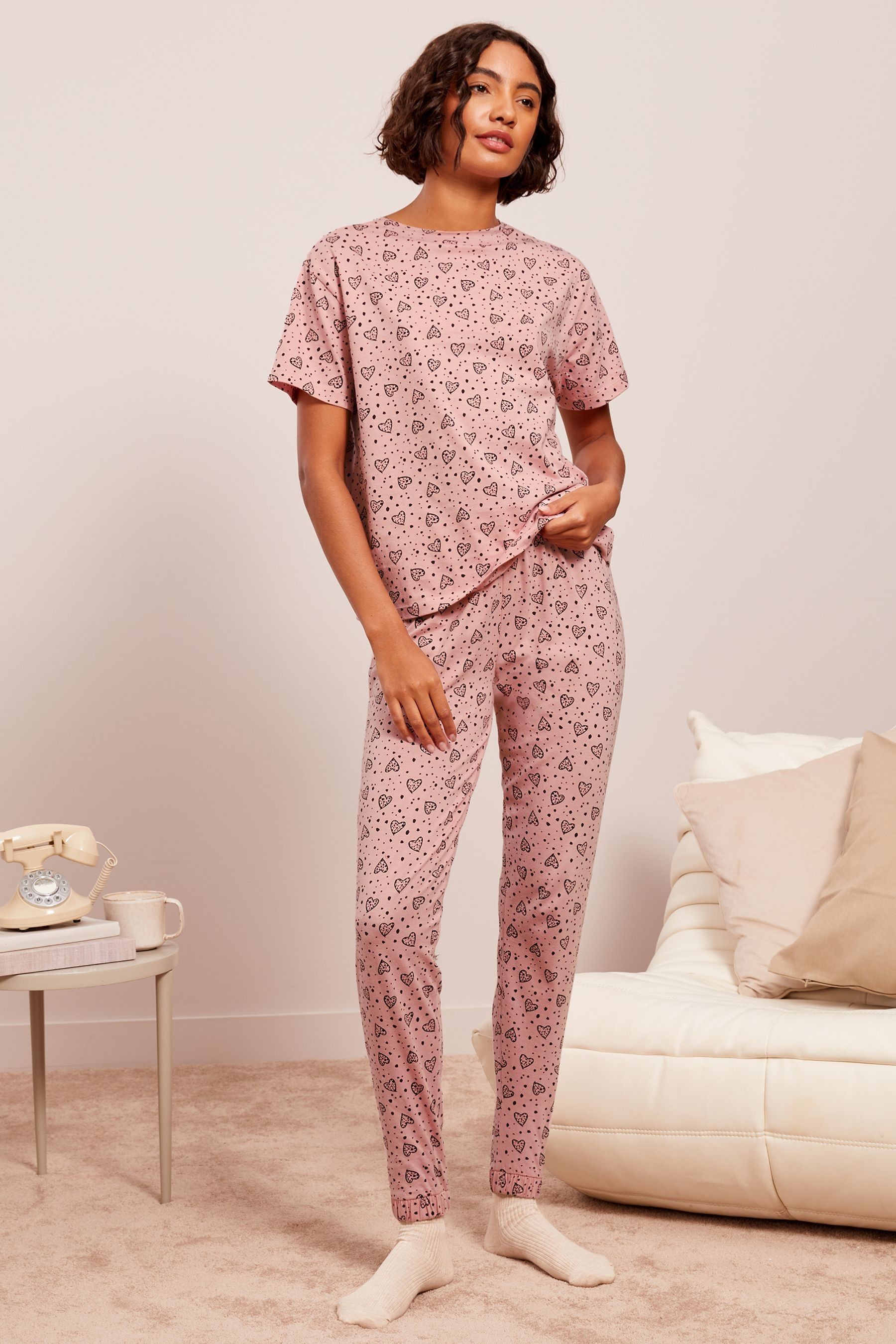 Buy Friends Like These Pink Embrodiered Heart Tee And Leggings Lounge Set from the Next UK online shop