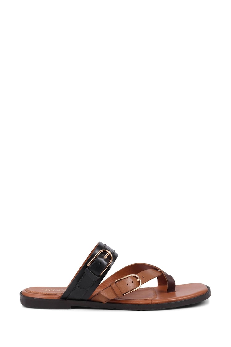 Jones Bootmaker Glint Leather Toe Post Brown Sandals - Image 2 of 5