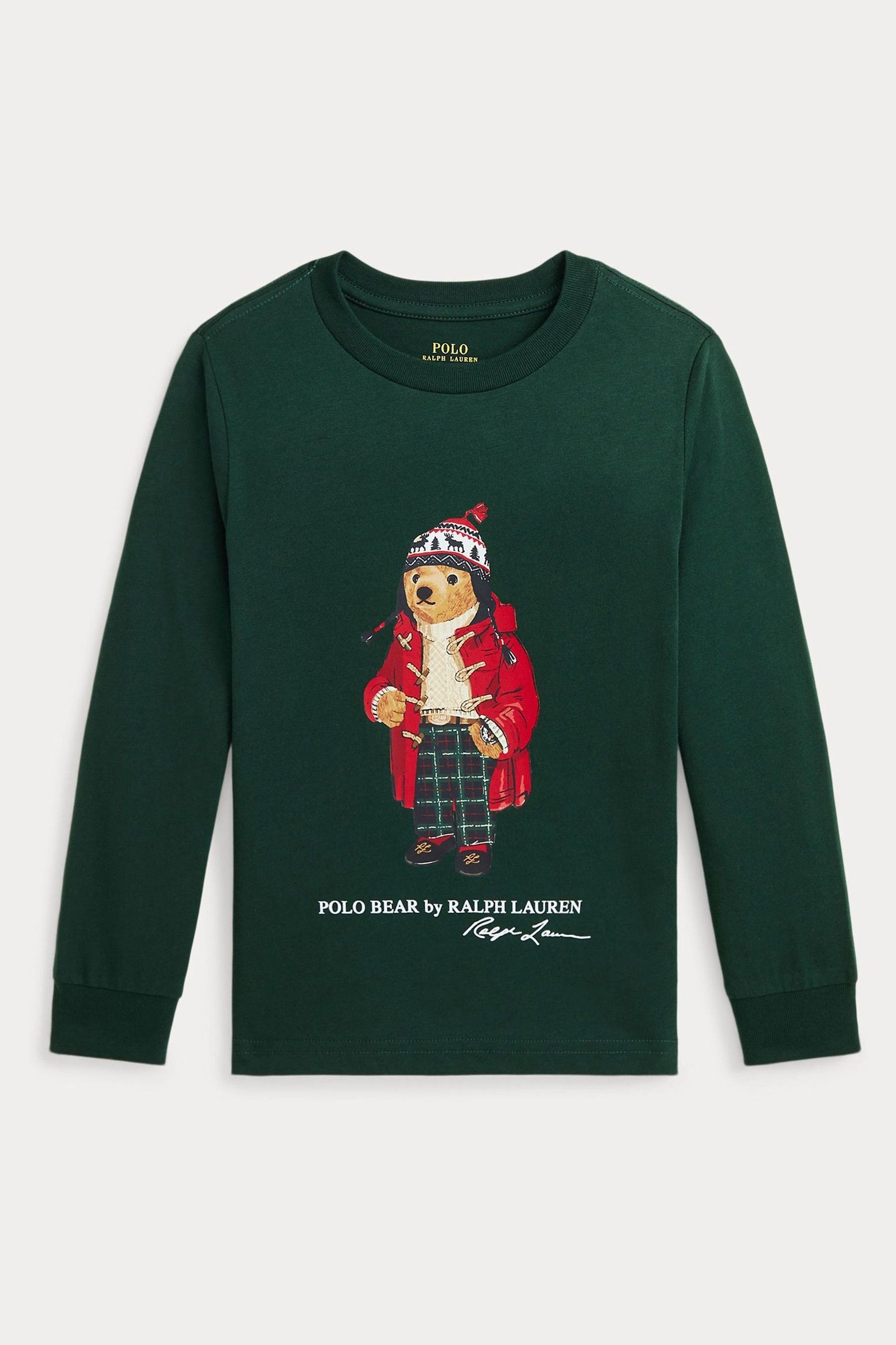 Buy Polo Ralph Lauren Boy Green Bear Graphic Long Sleeve 100 Cotton T Shirt from the Next UK online shop