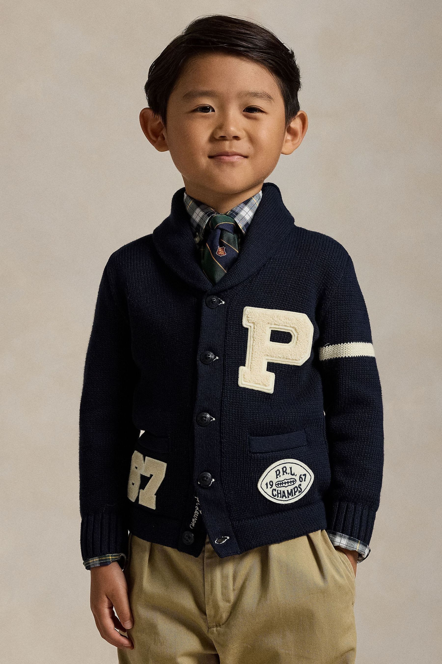Buy Polo Ralph Lauren Boys Navy 100 Cotton Letterman Cardigan from the Next UK online shop