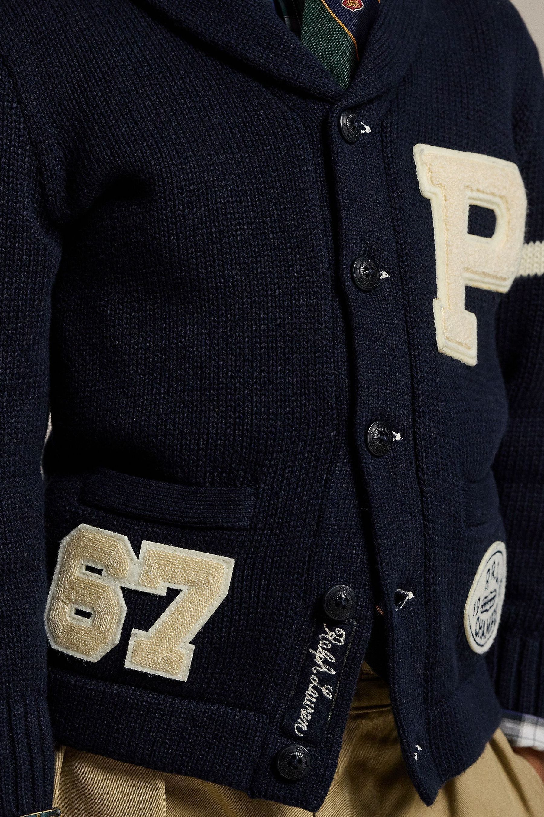 Polo letterman cardigan new arrivals