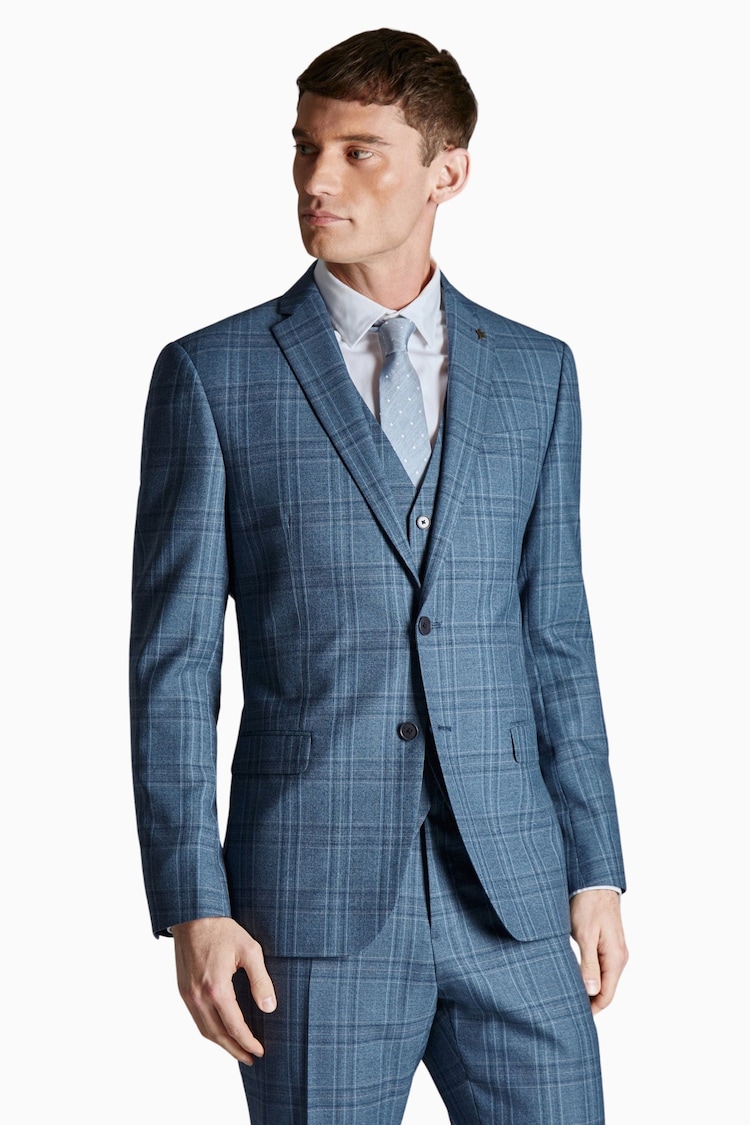 Ted Baker Tailoring Large Blue Alder Check Slim Fit Jacket - Image 1 of 6