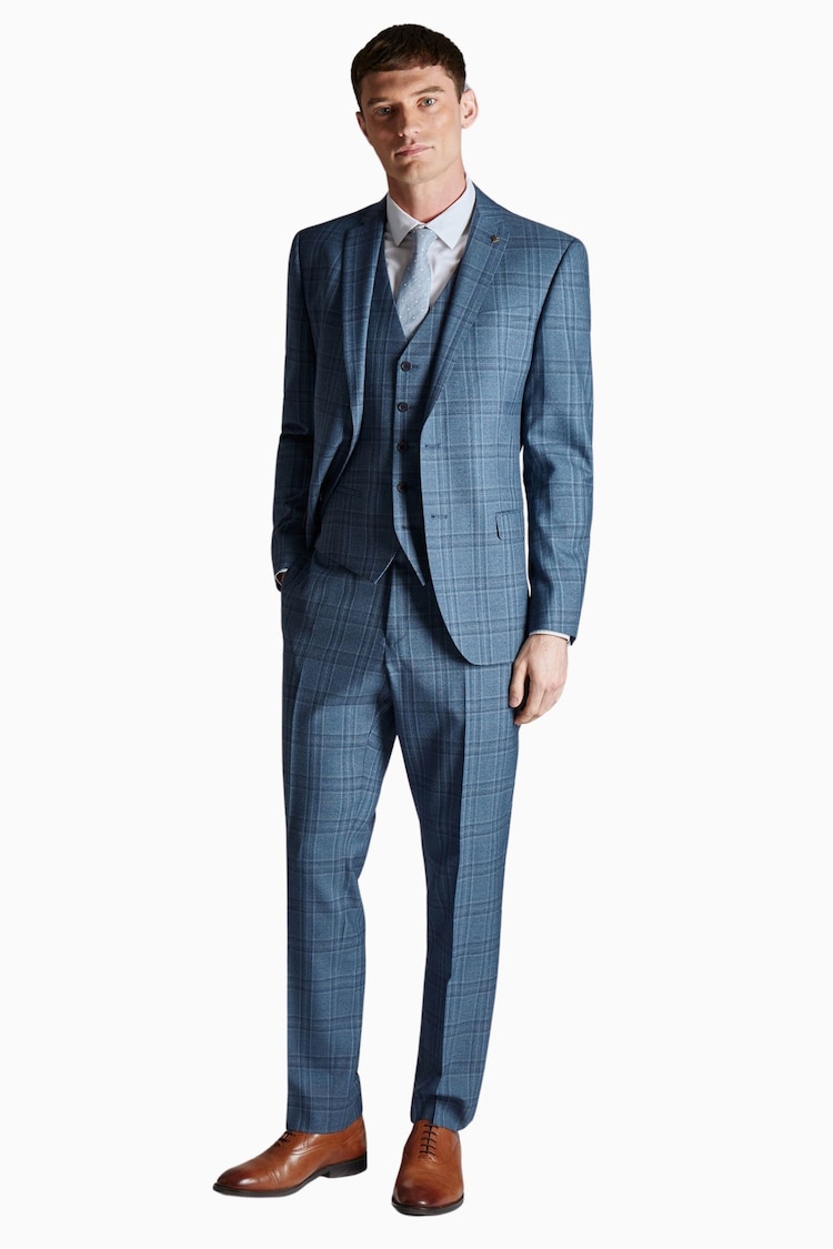 Ted Baker Tailoring Large Blue Alder Check Slim Fit Jacket - Image 2 of 6