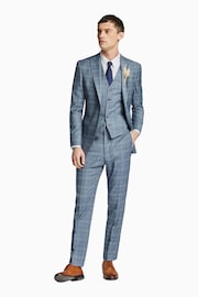 Ted Baker Tailoring Blue Tonal Check Slim Fit Jacket - Image 3 of 6