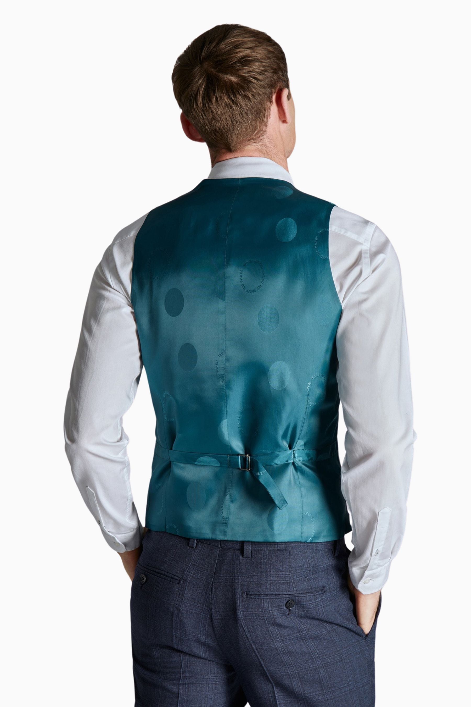 Ted baker grey with blue check waistcoat hotsell
