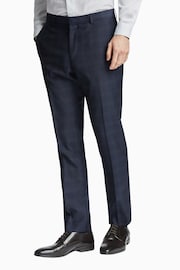 Ted Baker Tailoring Blue/Rust Check Textured Slim Fit Trousers - Image 1 of 2