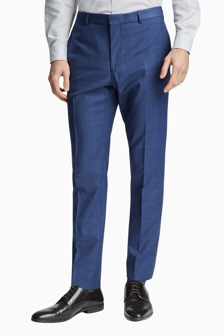 Ted Baker Tailoring Blue Volan Subtle Check Slim Fit Trousers - Image 1 of 2