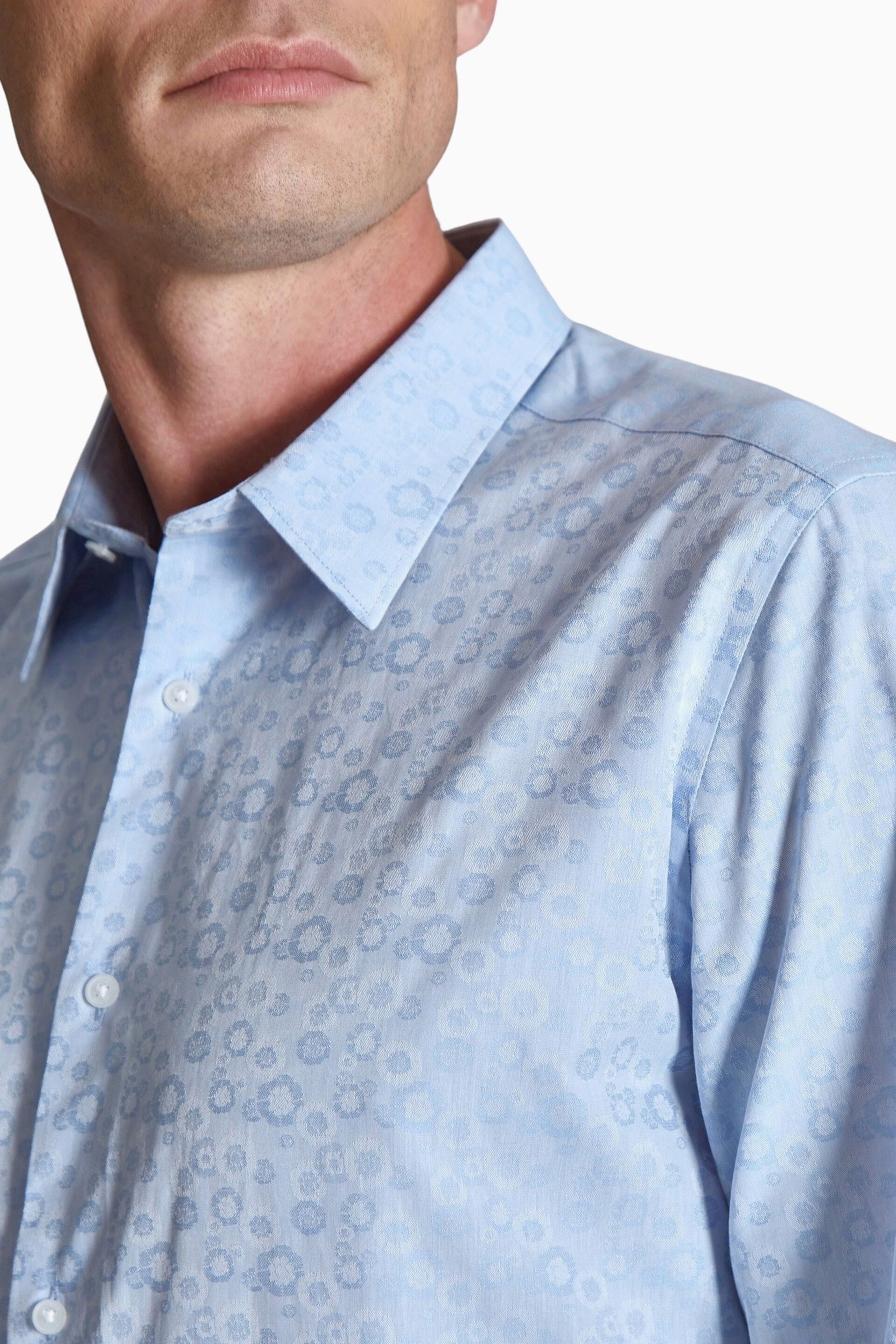 Ted Baker Tailoring Blue Fara Flower Jacquard Shirt - Image 3 of 4