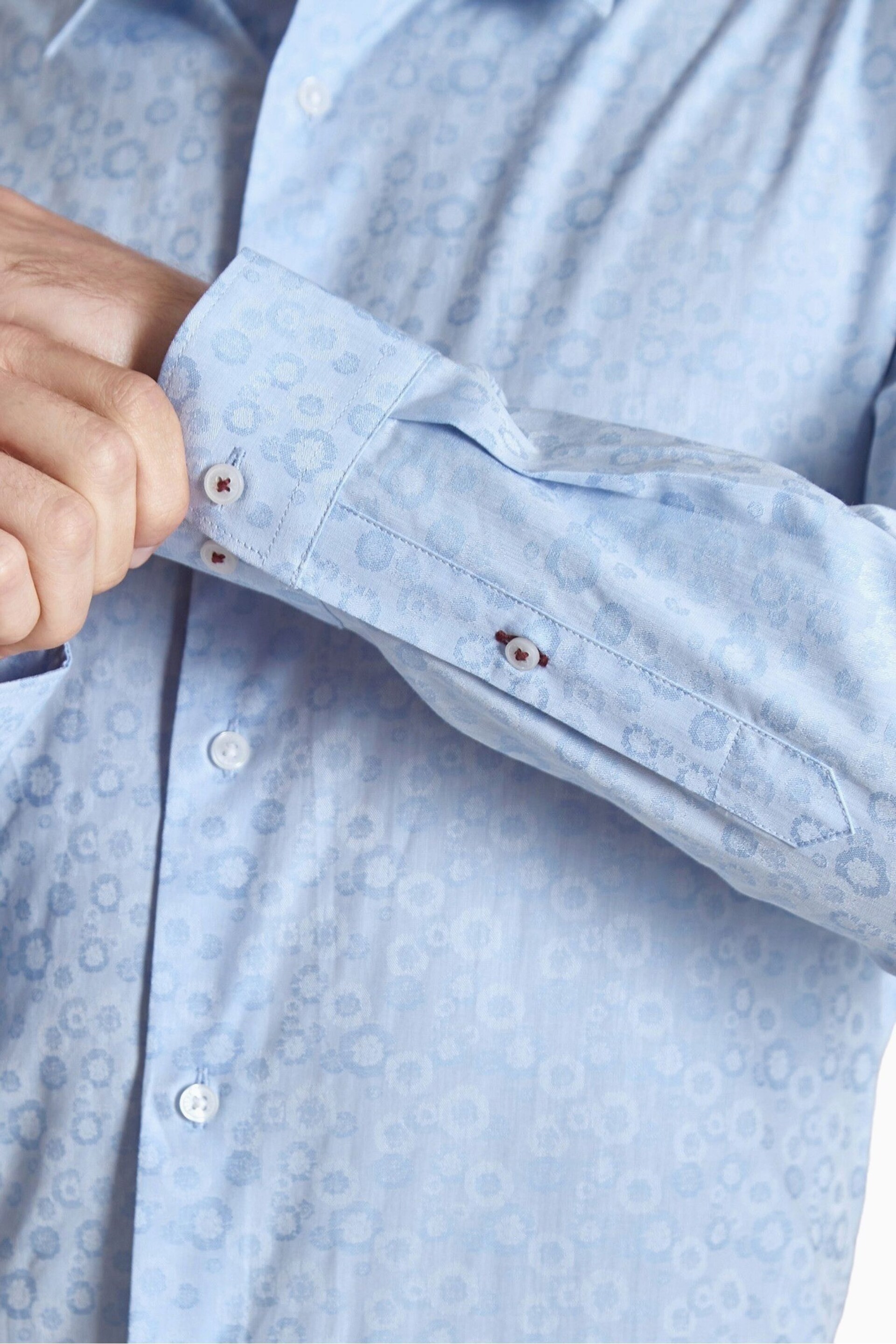 Ted Baker Tailoring Blue Fara Flower Jacquard Shirt - Image 4 of 4