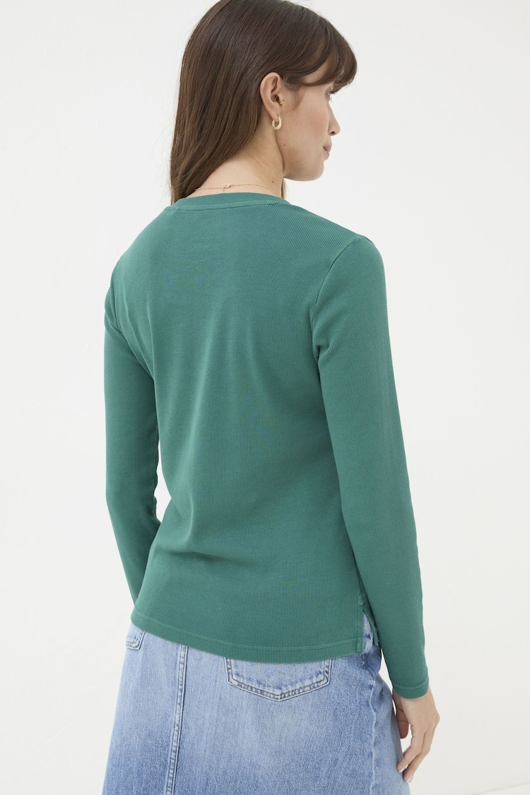 FatFace Hettie Green Rib Henley Top - Image 2 of 6