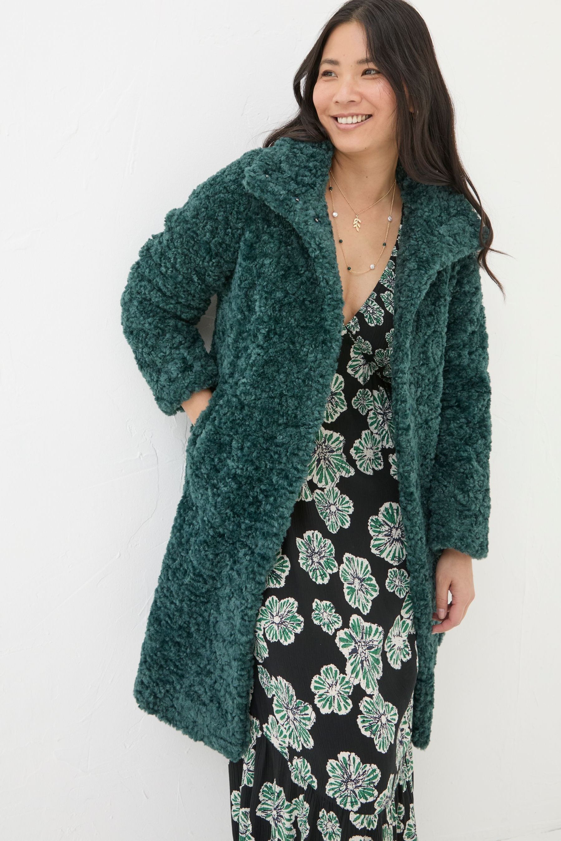 Green teddy coat womens deals