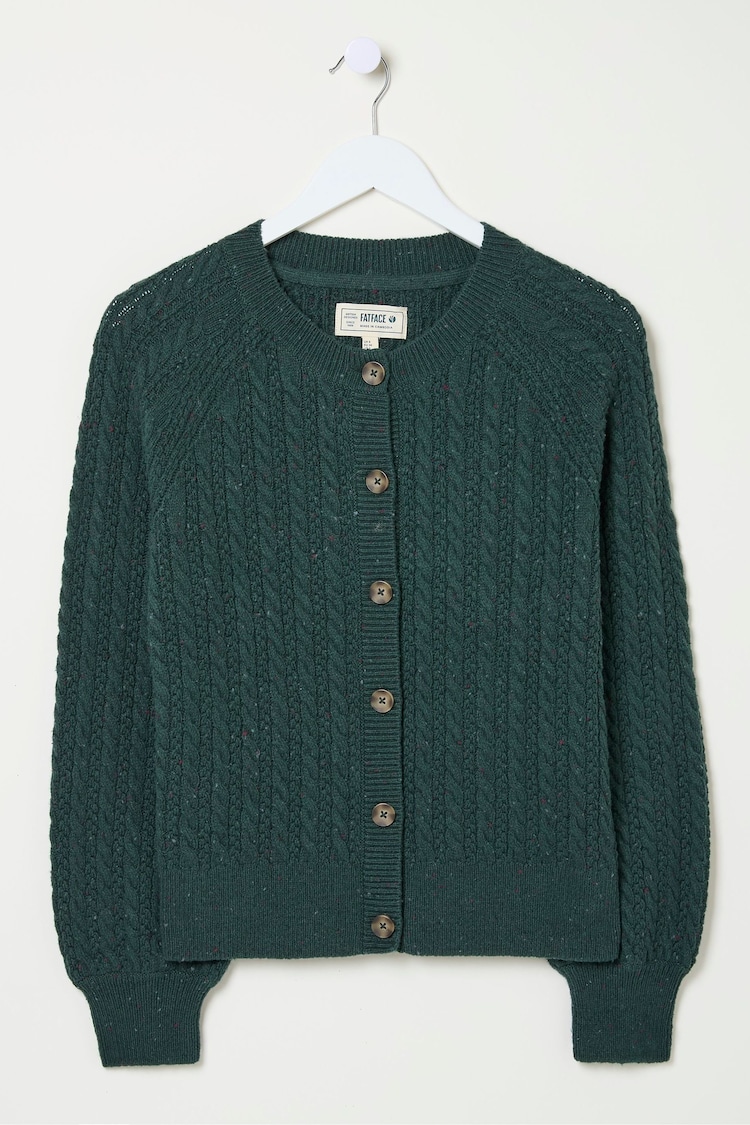 FatFace Chloe Green Cable Knit Cardigan - Image 5 of 5