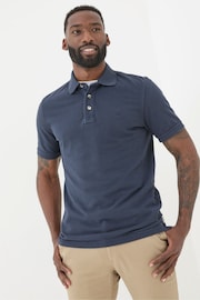 FatFace Blue Pique Polo Shirt - Image 1 of 6