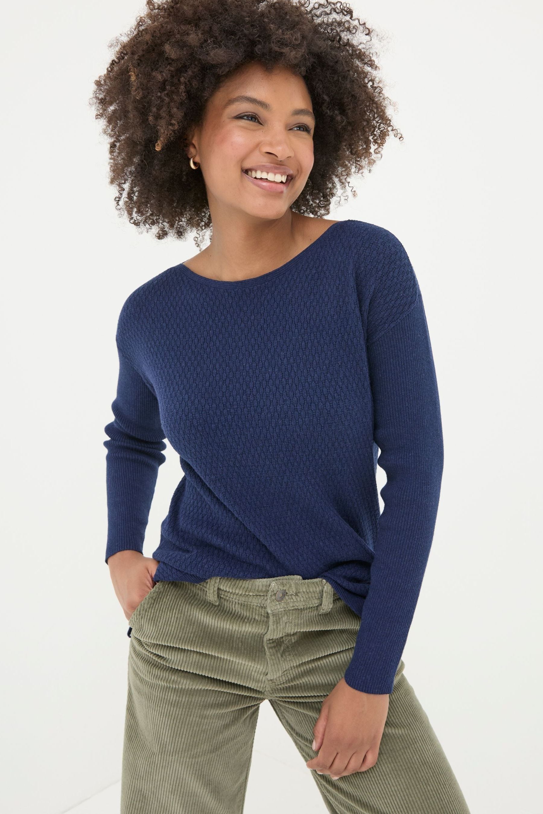 Navy boat neck jumper discount