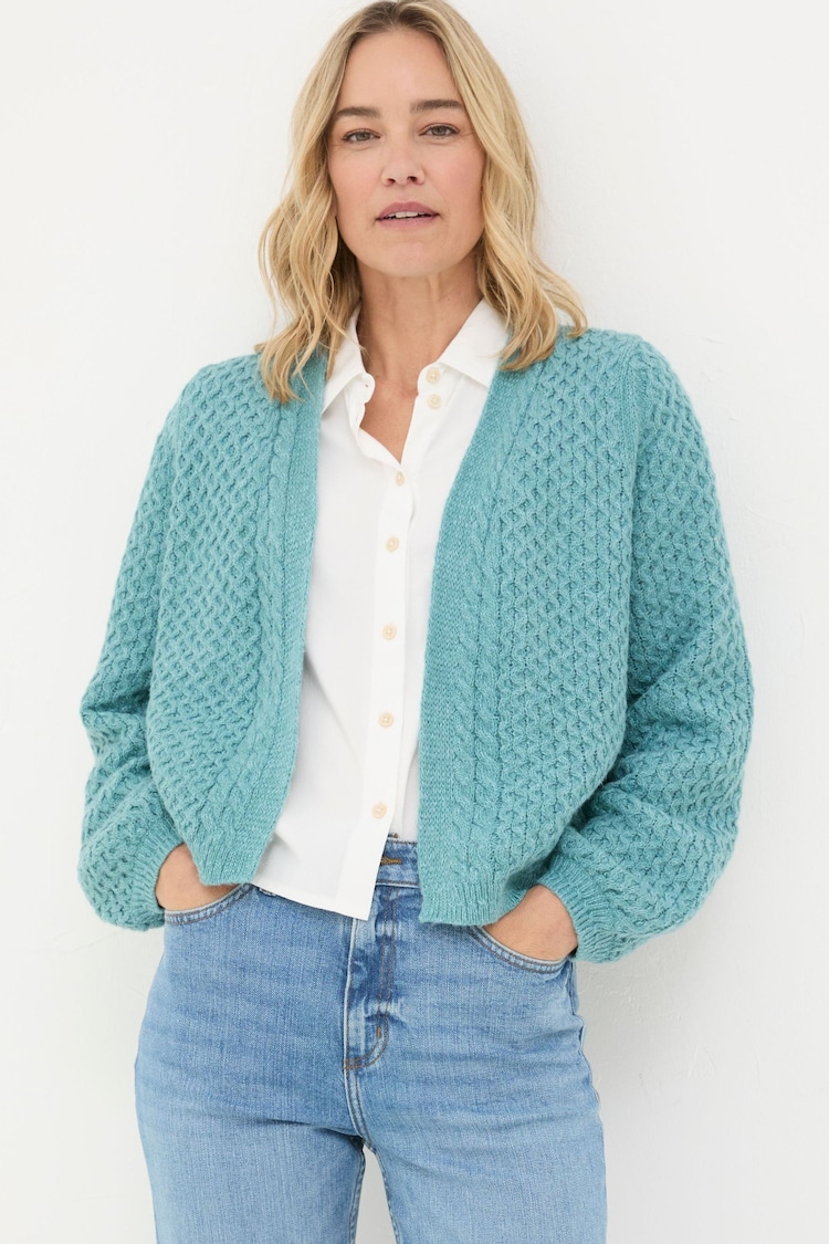 FatFace Anais Light Teal Cardigan - Image 1 of 5