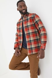 FatFace Orange Long Sleeve Blake Check Shirt - Image 1 of 3