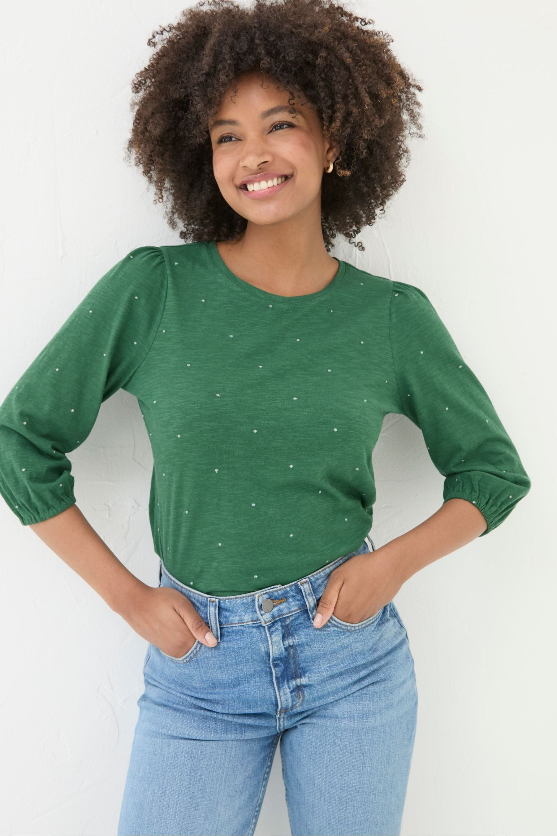 Buy FatFace Penny Green Top from Next Qatar