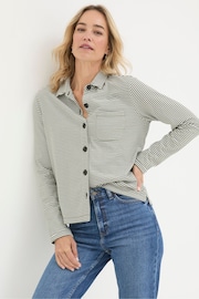 FatFace Jess Green Striped Shirt - Image 1 of 5