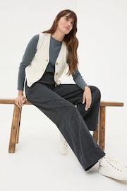 FatFace Presley Grey Check Wide Leg Trousers - Image 4 of 6