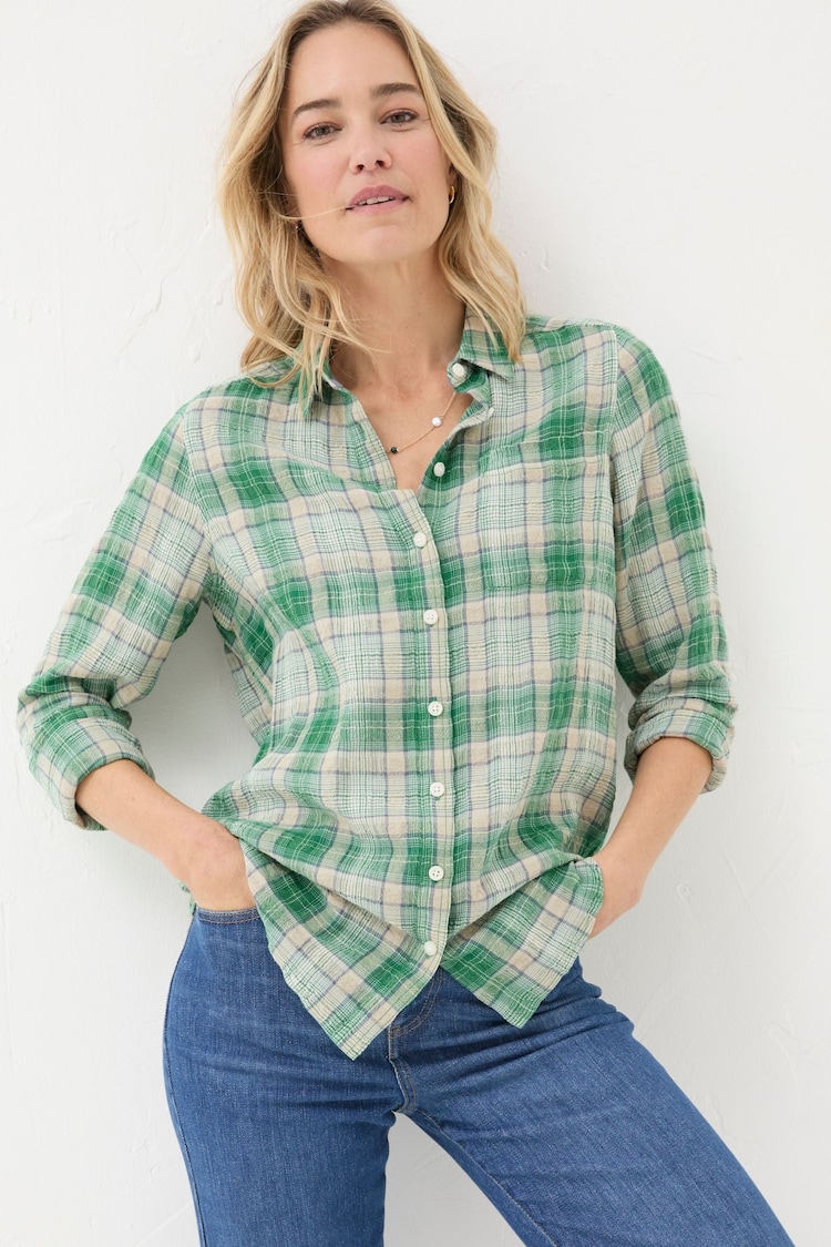 FatFace Olivia Green Waffle Check Shirt - Image 1 of 5