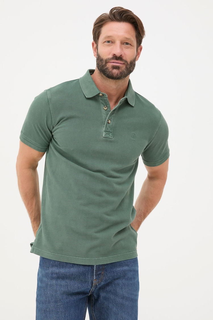 FatFace Green Pique Polo Shirt - Image 1 of 4