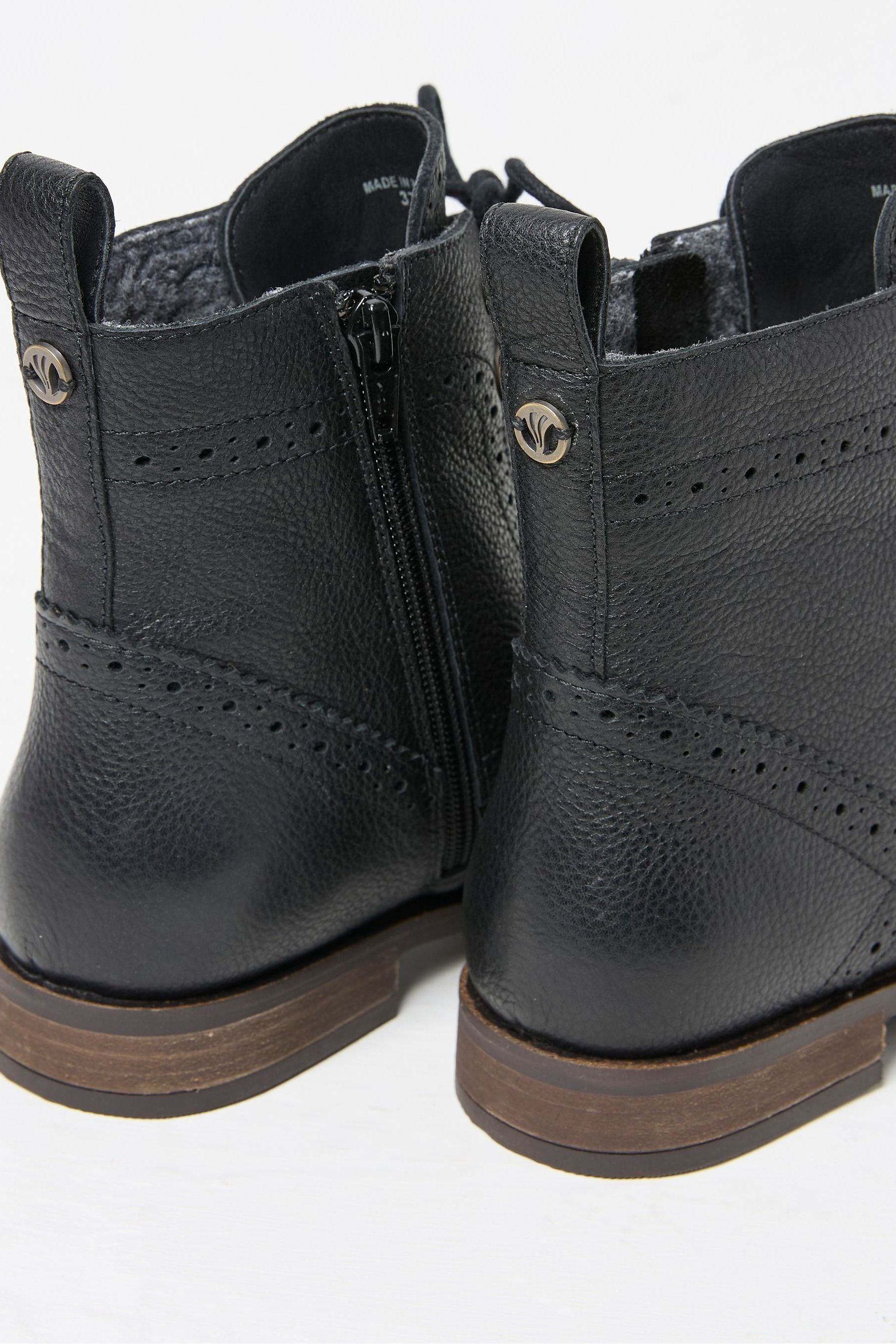 Ladies black brogue ankle boots outlet