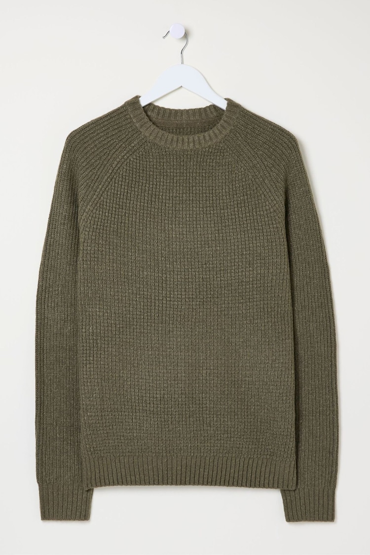 FatFace Calder Khaki Green Crew Neck Jumper - Image 5 of 5