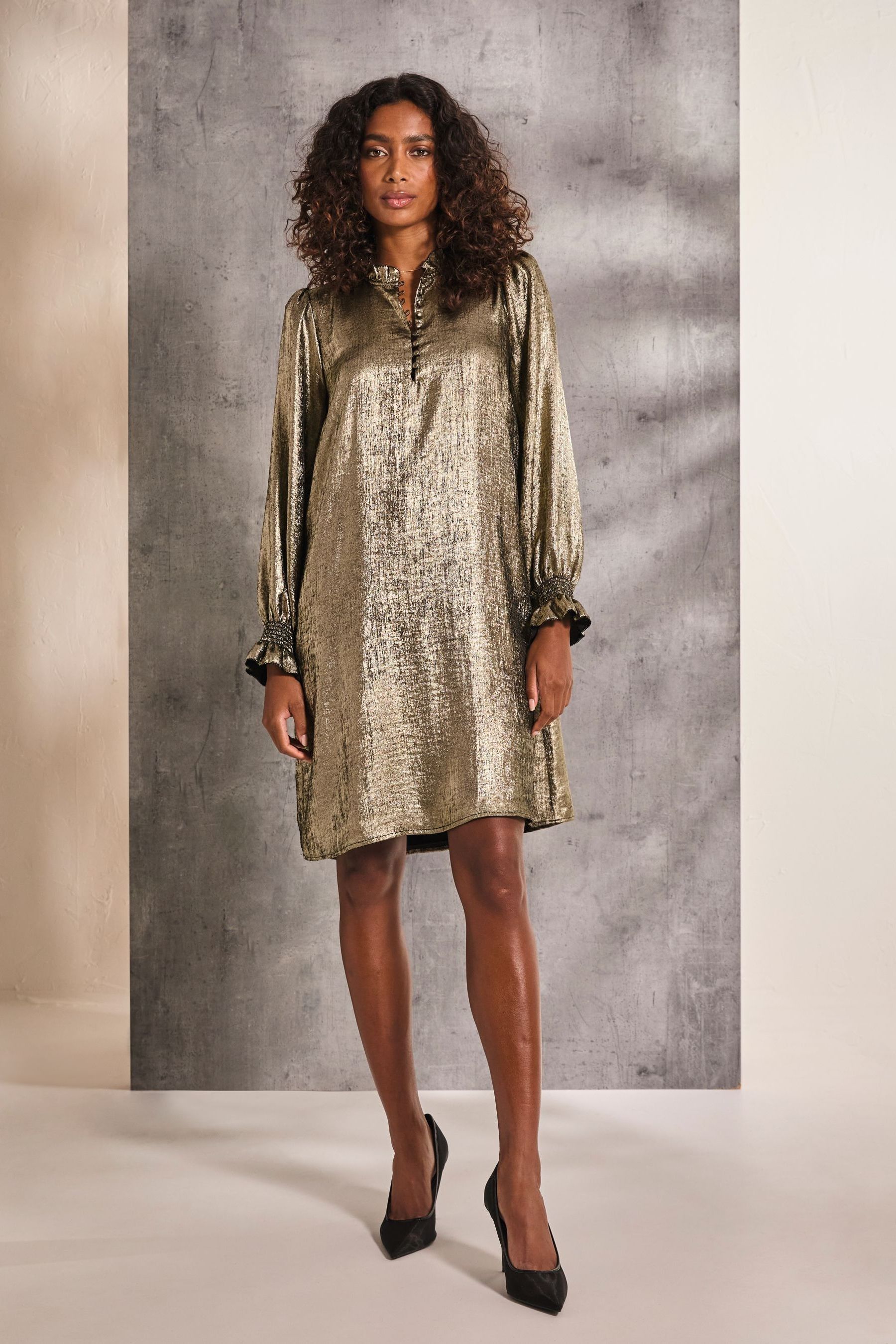 Buy FatFace Silas Gold Metallic Dress from the Next UK online shop