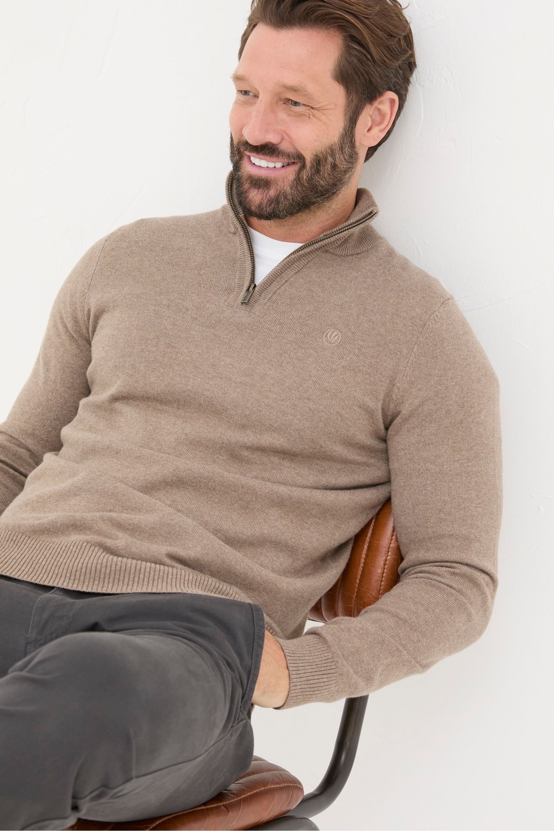 Fat face cotton cashmere half neck jumper outlet