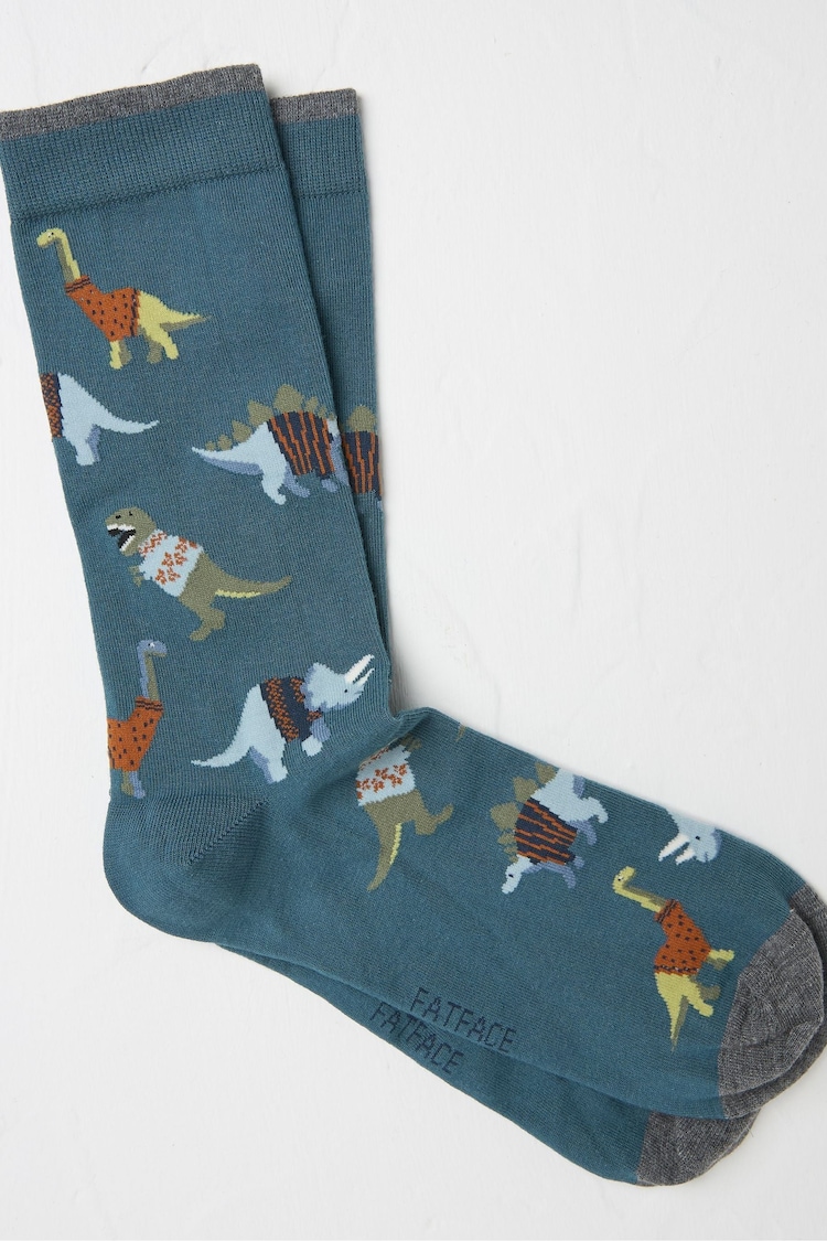 FatFace Green Dino Men's Socks 1 Pack - Image 1 of 2