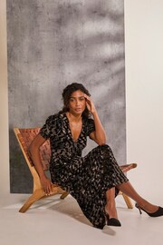 FatFace Mia Black Hammered Velvet Midi Dress - Image 3 of 6