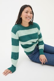 FatFace Revival Dark Teal Stripe Jumper - Image 4 of 5