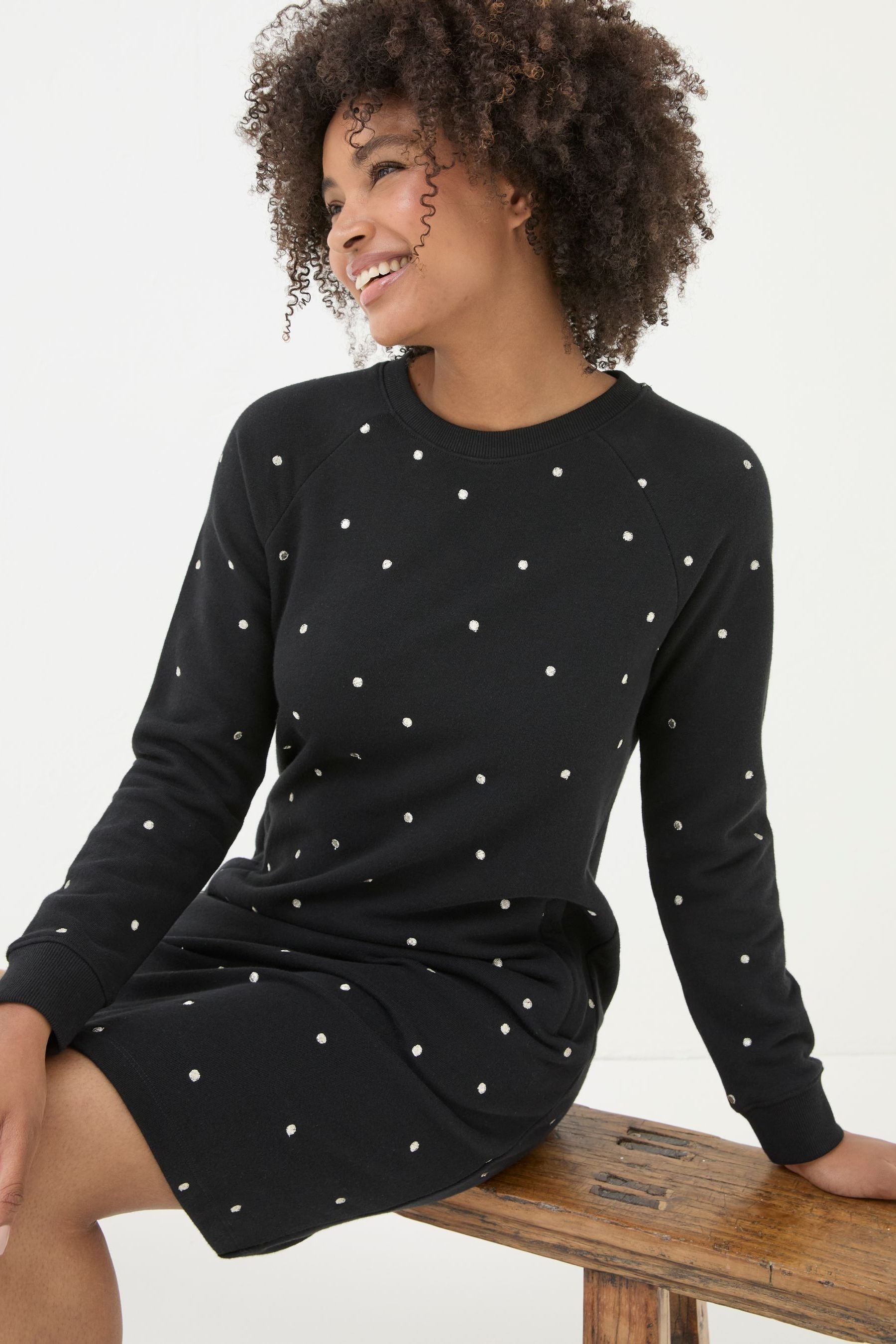 Buy FatFace Georgia Black Embroidered Sweat Dress from the Next UK online shop
