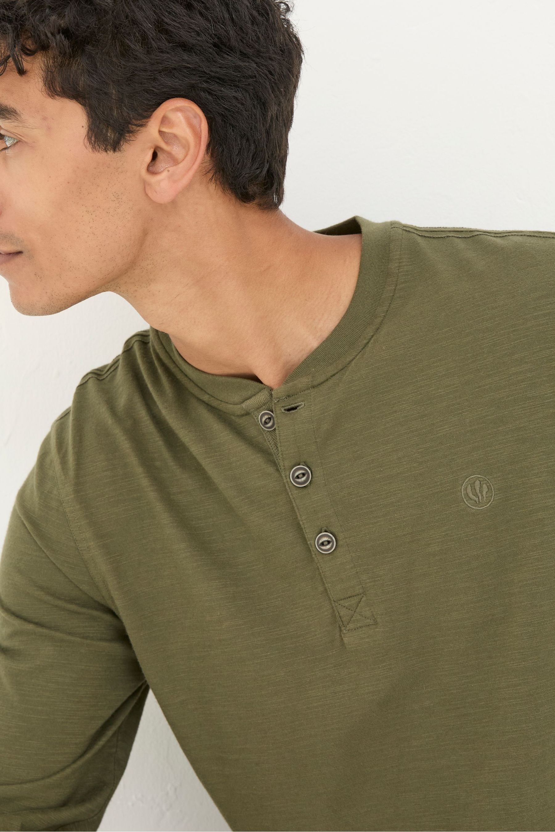 Khaki henley shirt clearance
