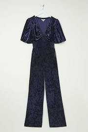 FatFace Greta Blue Velvet Jumpsuit - Image 6 of 6