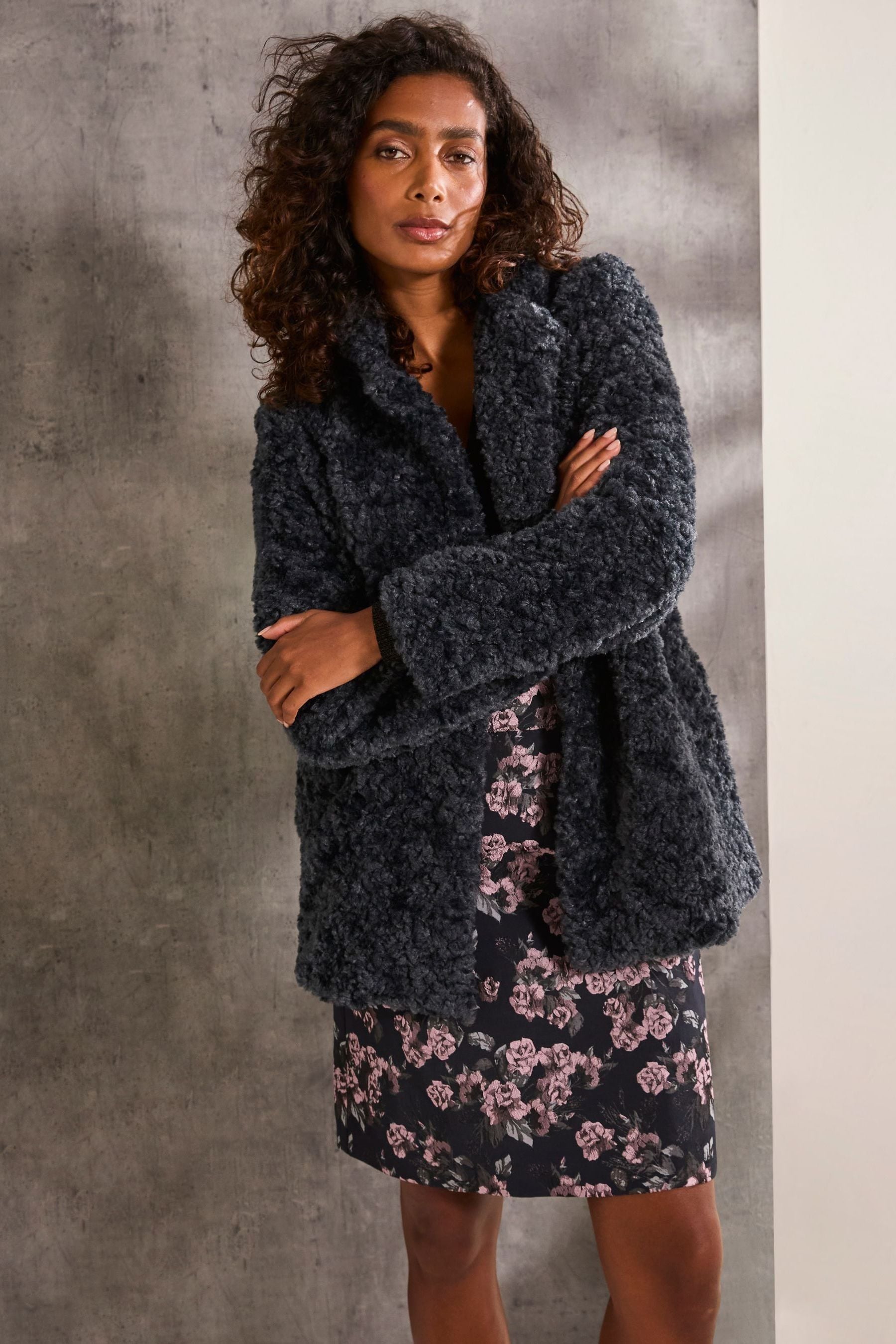Buy FatFace Maggie Blue Short Teddy Coat from the Next UK online shop