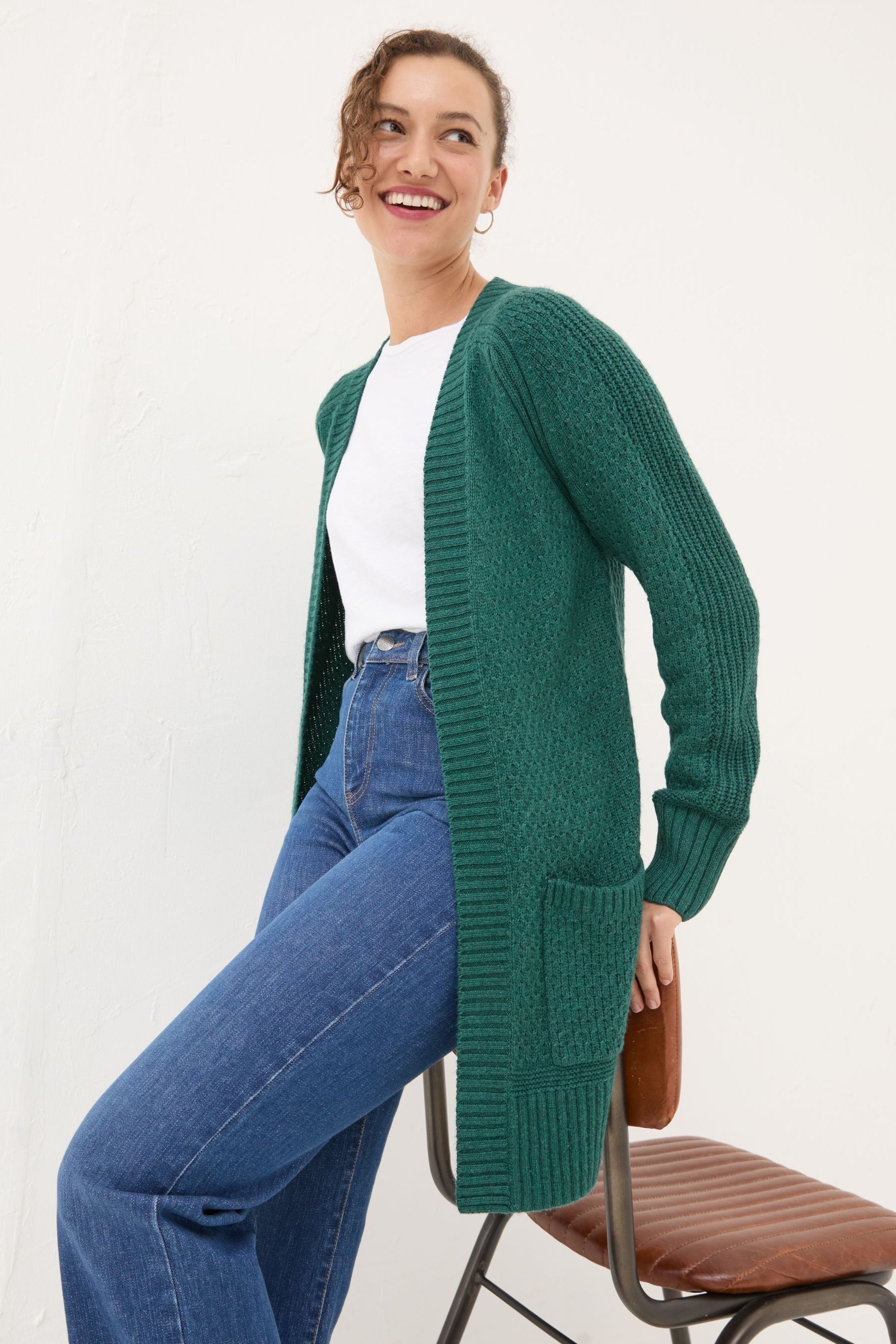 Dark green long cardigan store