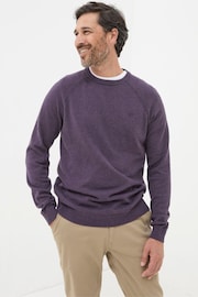 FatFace Rye Purple Cotton Cashmere Crew Neck Jumper - Image 1 of 5